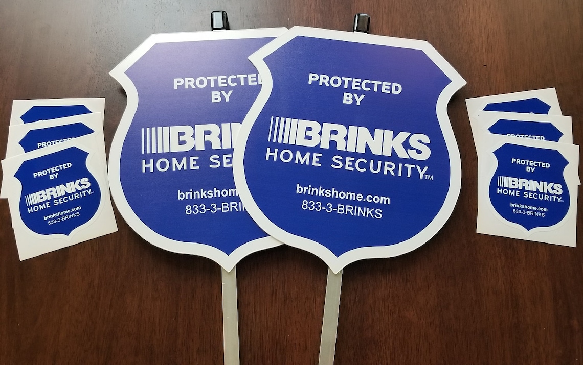 2 Brinks Home Security yard signs 2020 version with 6 Etsy