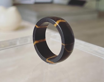 African Blackwood Kintsugi Custom Handmade wood ring