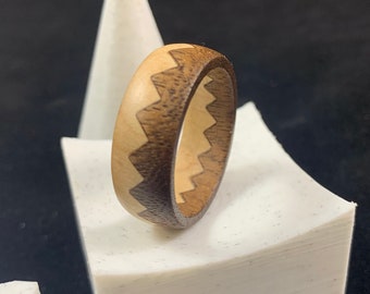 Solid Wood Maple Walnut Crown Ring