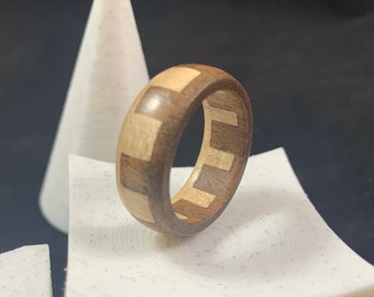 Maple Walnut Solid Wood Castle Ring