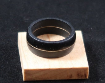 African Blackwood Wood Ring with Golden wood veneer layer