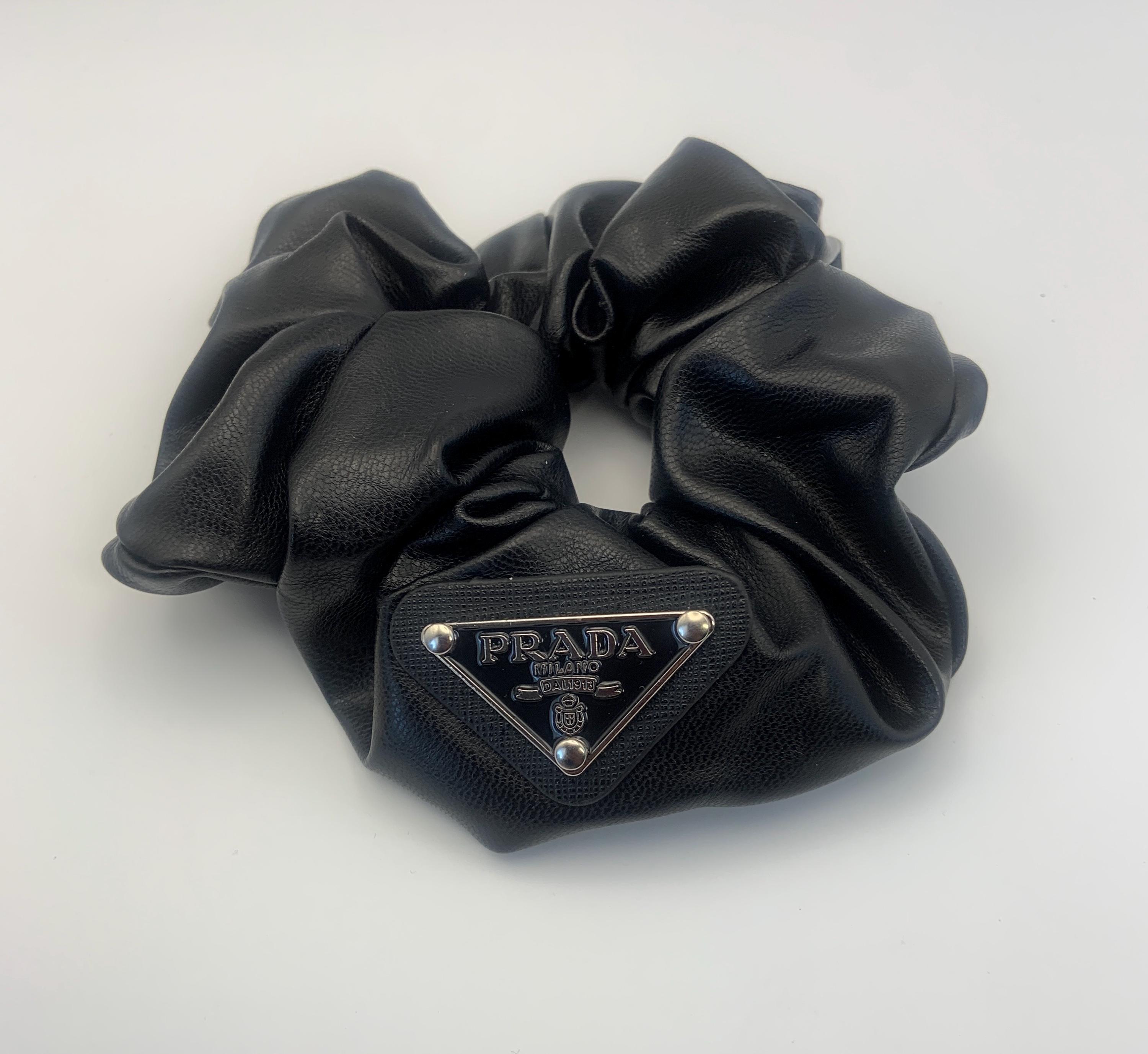Prada Black Satin Hair Scrunchie Prada Scrunchie - Black Hair Accessories, Accessories  main image 2