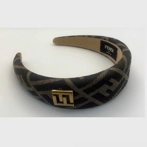Fendi Uocycled Black & Gold FF Geometric Padded Headband Fendi Headband - Etsy main image 2