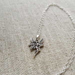 Tibetan Silver Fairy Pendant Necklace on Sterling Silver Chain