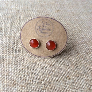 Rich Fiery Carnelian Stud Earrings - July birthstone