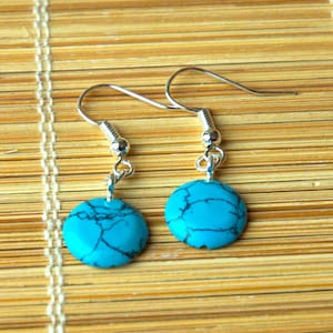 Beautiful Chinese Blue Turquoise Bead Earrings - December Birthstone Gift