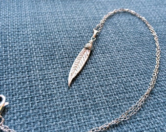 Fine Silver Leaf Pendant Necklace on Sterling Silver Chain