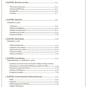 May include: A black and white document with the German word "INHALT" at the top, followed by a table of contents with chapter titles and page numbers. The document is titled "INHALT" which means "Contents" in English.