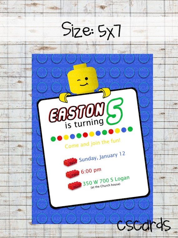Items similar to Legos Boy Birthday Party Invitation! Digital Copy Only