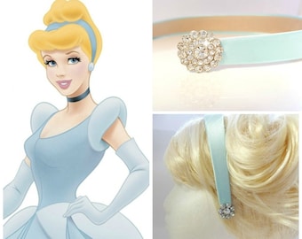 CINDERELLA HEADBAND Cinderella Birthday Party, Cinderella Headpiece, Halloween Cinderella Costume Cosplay ,Light Blue Satin Headband