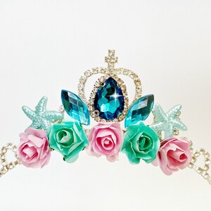 Sparkle zeemeermin bloemenkroon, 1e verjaardag meisje hoofdband, TikTok Instagram zeemeermin foto prop cake smash fotoshoot, voor meisjes en vrouwen