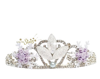 Elsa Frozen 2 White & purple Dress Tiara Crown With Snowy Sparkle Stones ,Elsa Snowflake Crown, Elsa Crown For Elsa Costume Birthday Outfit