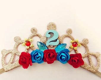 Personalized Birthday Crown, Custom Headband, Elena Of Avalor Birthday Flowers Crown,Birthday Outfit Crown, Photo Prop Cake Smash Crown