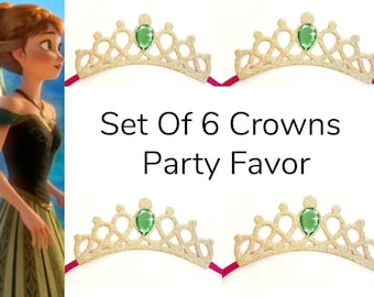 Princess Anna  Birthday Party, Frozen Birthday Party Favor, Princess Crown Party Favor, Anna Birthday Tiara, Elastic Headband Glitter Crown