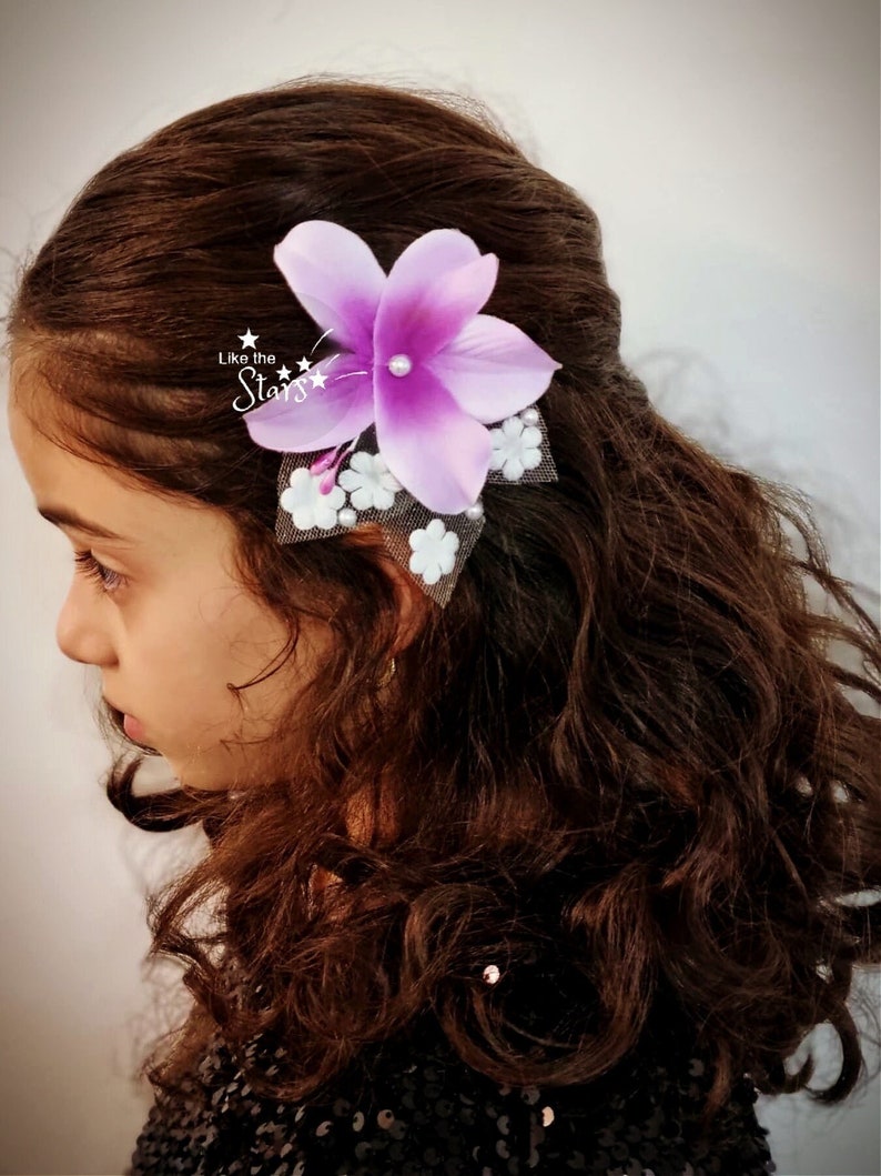 Isabella Madrigal Purple Flower Hair Clip, Encanto Head Flower, Isabela Madrigal Hair Flower, Isabella Madrigal Birthday Outfit Costume 