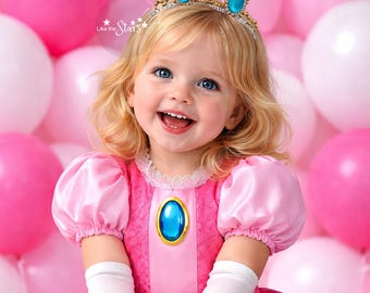 Handmade Princess Peach Birthday Crown, Super Mario Bros Cosplay Tiara, Earrings