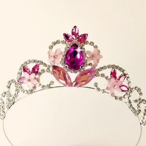 Princess Aurora Crown, Sleeping Beauty Crown ,Princess Aurora Birthday Outfit Crown, Pink Rhinestone Tiara ,Princess Aurora Costume Dress