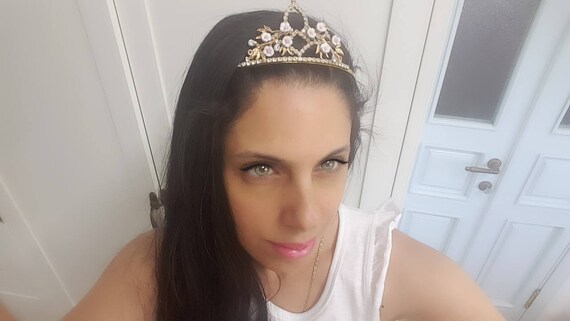 Gold Wedding Flower Girls Crown Flower Girls Wedding Tiara Girls Birthday Tiara Pink Gold Flower Tiara Toddler Girls Birthday Crown