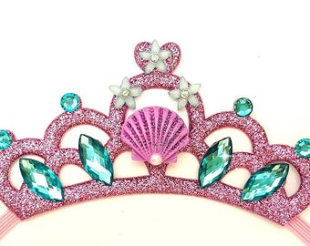 Mermaid Purple Glitter Crown, Mermaid Birthday, Mermaid Sea Shell Crown, Mermaid Crown, Baby Mermaid Photo Prop, Mermaid Birthday Party