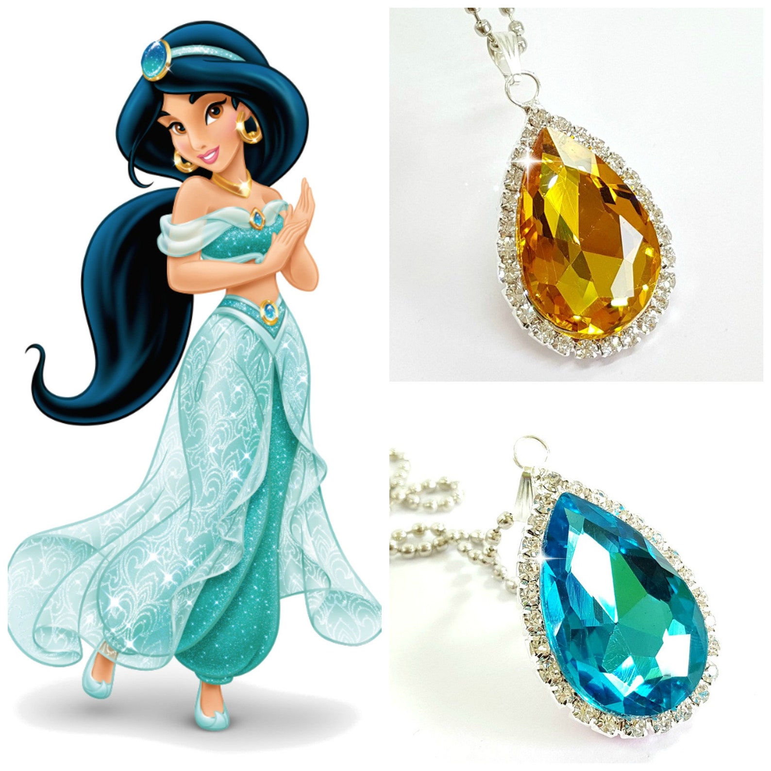 Princess Jasmine Crystal Charm Pendant Necklace Jasmine Etsy