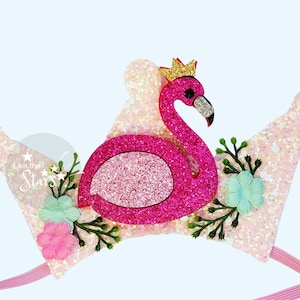 Flamingo Birthday Crown Tiara, Custom Birthday Crown Name & Number, flamingo Birthday Party Crown, 1st Birthday flamingo Crown Outfit
