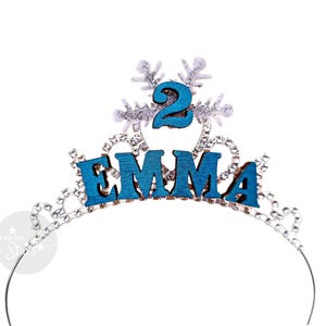 Queen Ice Elsa Birthday Crown Custom Name & Age, Snowflake Baby Girl Frozen Tiara For Birthday Outfit, Personalized Gift For Birthday Girl