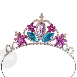 Corona de sirena para niñas, diadema de sirenita ideal para cumpleaños, accesorio para fotos de sirena, color morado y verde azulado, ideal para niños y adultos. Only Crown Style 4