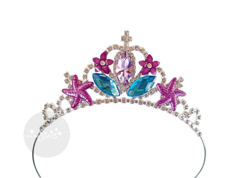 Corona de sirena para niñas, diadema de sirenita ideal para cumpleaños, accesorio para fotos de sirena, color morado y verde azulado, ideal para niños y adultos. Only Crown Style 4