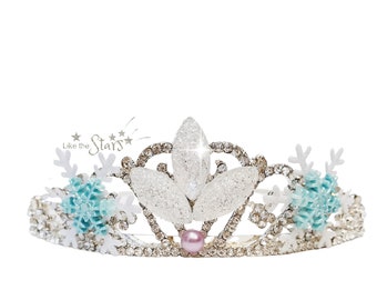 Elsa Frozen 2 White & purple Dress Tiara Crown With Snowy Sparkle Stones ,Elsa Snowflake Crown, Elsa Crown For Elsa Costume Birthday Outfit
