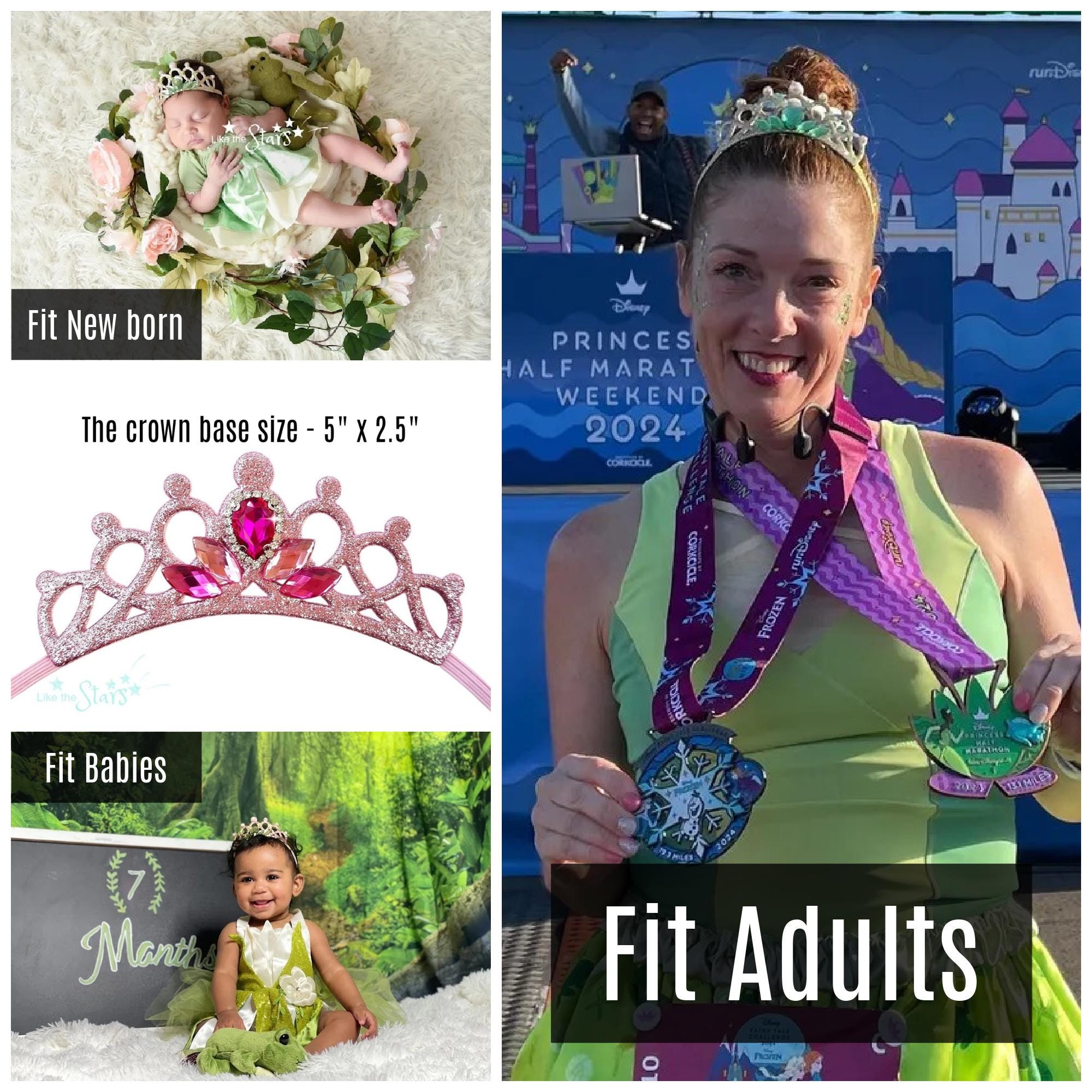 Tiana Running Headband Crown, Elastic Runner Hair Band, Princess