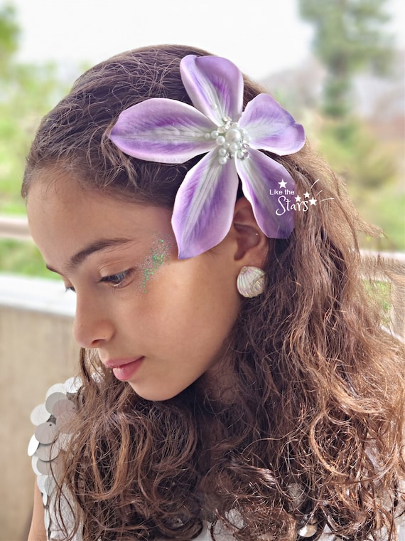Purple flower best sale hair pins
