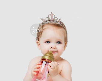 Brabus First BIRTHDAY Crown, Baby Girl Gift Tiara For 1st Birthday Outfit Cake Smash, Photo Prop, Cake Topper, Customize ANY Age \ Number