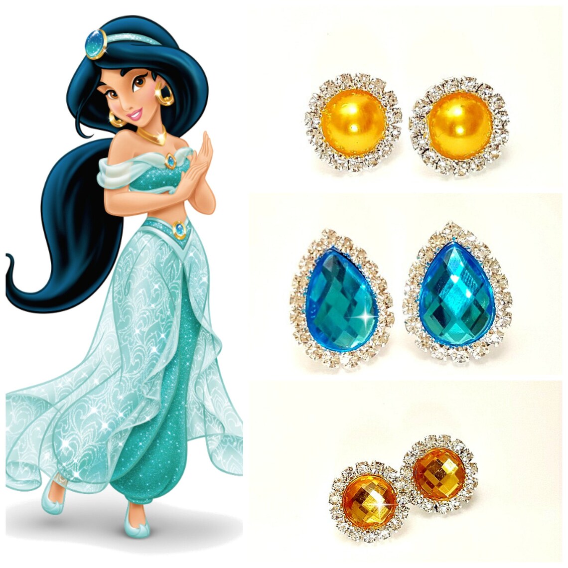 PRINCESS CRYSTAL EARRINGS Princess Jasmine Earrings Etsy