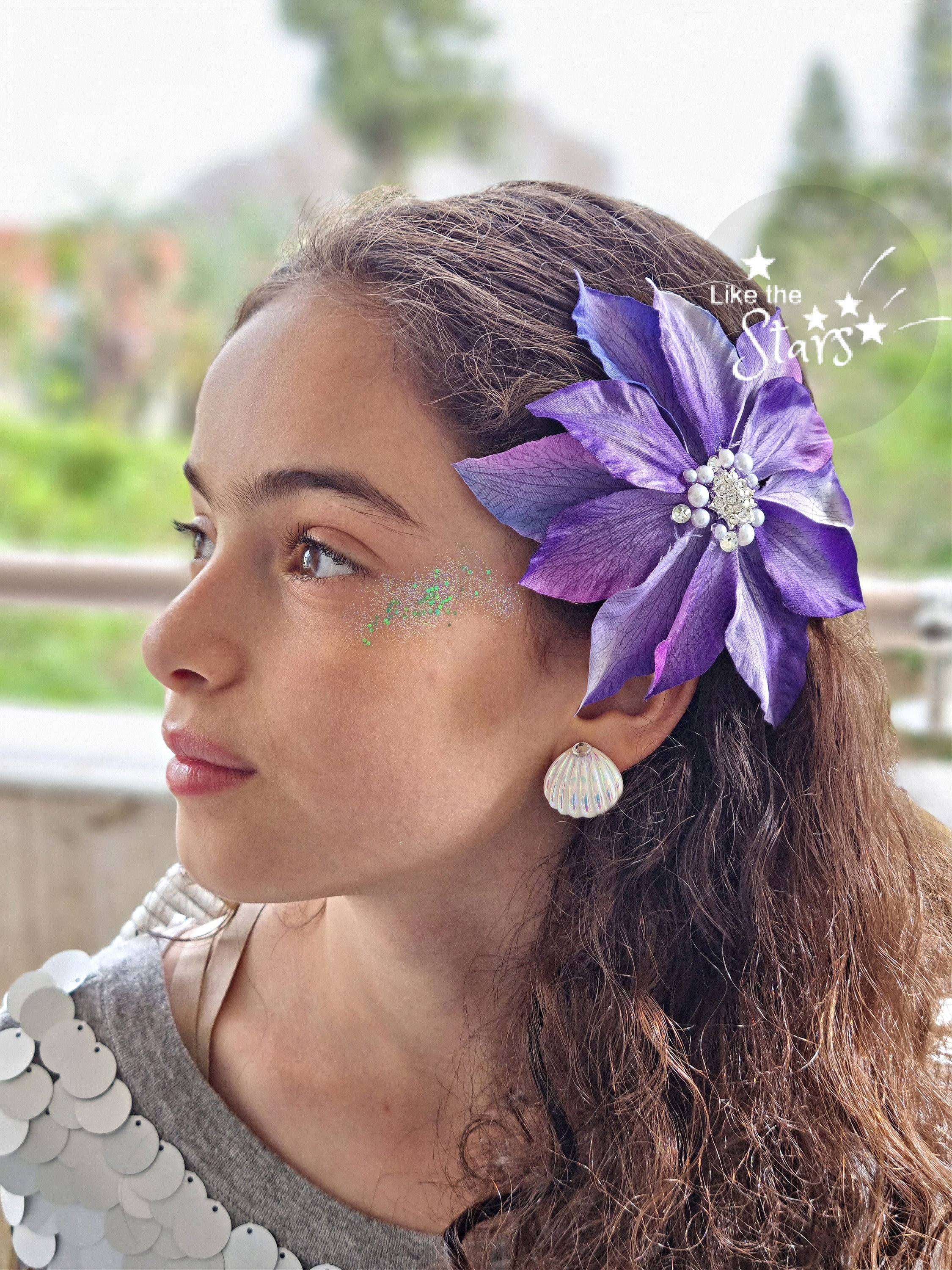 New Princess Ariel Flower the Little Mermaid Purple Big Sea