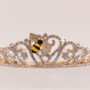 Golden Queen Bee Crown || Bee Birthday Crown Tiara || Bee Headband || Bumble Bee First Birthday Crown || Bee Birthday Party || Bee Outfit