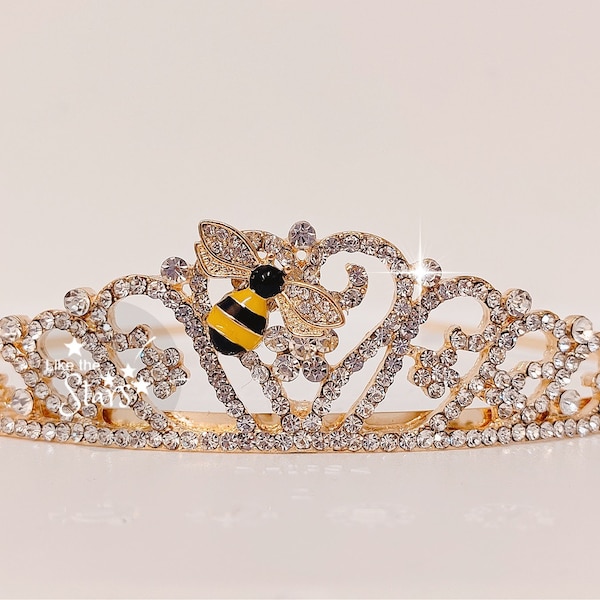 Golden Queen Bee Crown || Bee Birthday Crown Tiara || Bee Headband || Bumble Bee First Birthday Crown || Bee Birthday Party || Bee Outfit