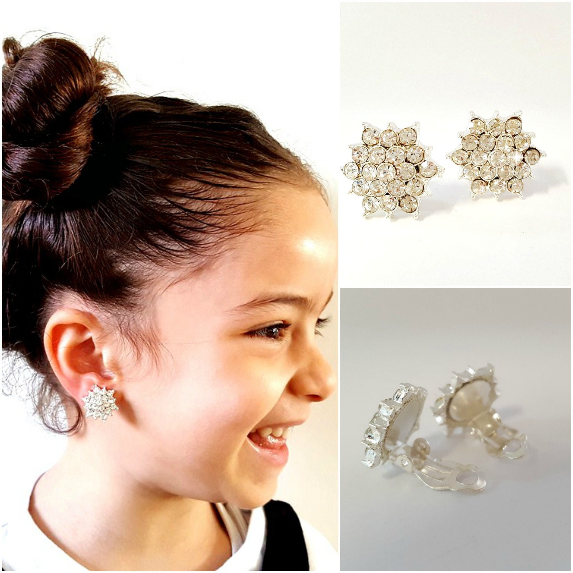 Clip on store girl earrings