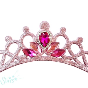 Handmade Princess Aurora Pink Glitter Crown Hair Band, Sleeping Beauty Inspired Tiara, Dress Accessory