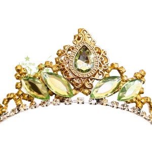 TIANA CROWN fits Princess Tiana Outfit, Princess And The Frog Tiara ,Green Crown, Princess Tiana Tiara, Metal Crystal Crown Tiara