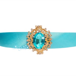 Royal Princess Jasmine Headband Tiara For Women & kids, Blue Satin Headband Great For Halloween Costume Birthday Outfit And Disney Trip