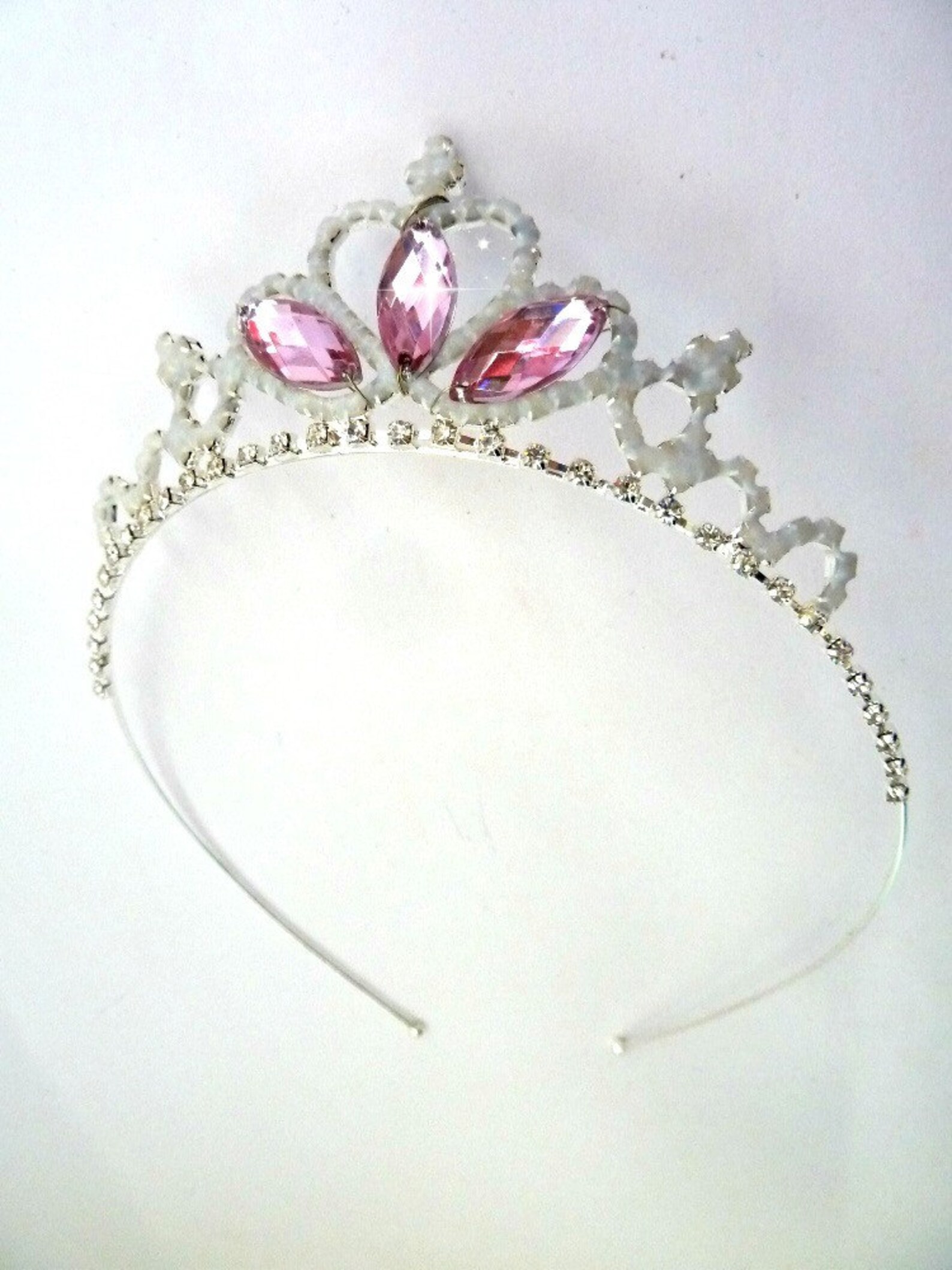 White Glow In The Dark Tiara Crown HeadbandFlower Girl Etsy