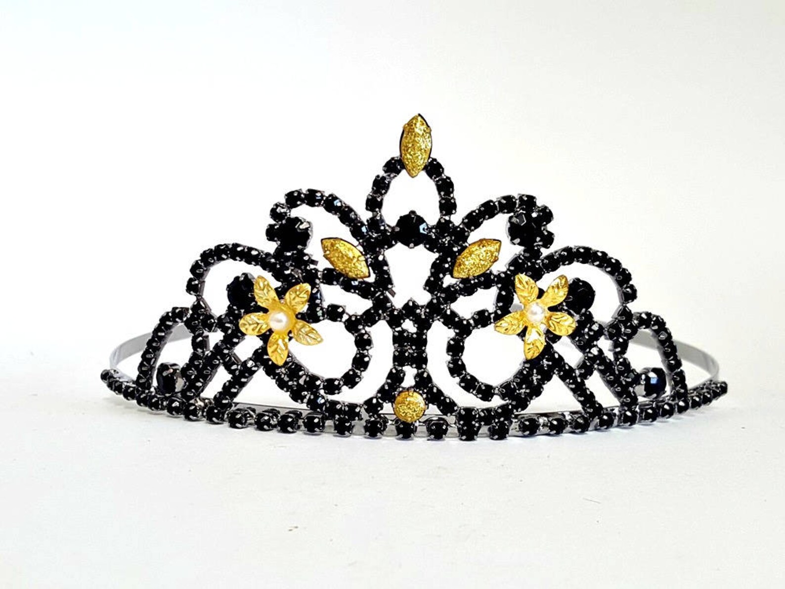 Black & Gold Crown Black and Gold Rhinestone Crown gothic Etsy