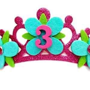 Delightful Queen Poppy Birthday Headband Fit Poppy Birthday Outfit Costume, Trolls Birthday Crown, Poppy Crown Tiara, Trolls Birthday Party