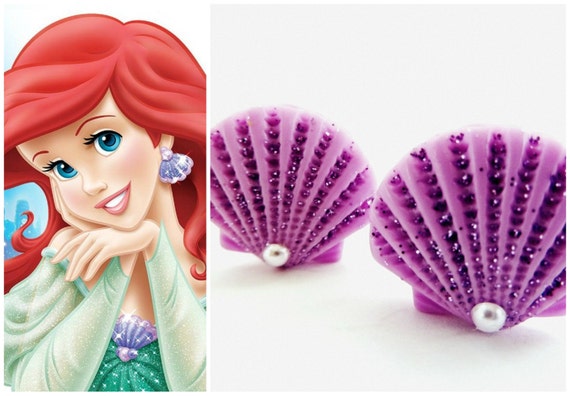 Oceanic Princess Ariel Little Mermaid Earrings, Under the Sea Shell  Earring, Sea Shell Beach Birthday Party Earring, Purple Seashell Earring -   Canada