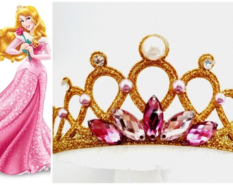 Princess Aurora Headband ,Sleeping Beauty Tiara Headband,Aurora Crown,Disney  Princess Aurora ,Tiara Jeweled with Pink Stone ,Aurora Tiara