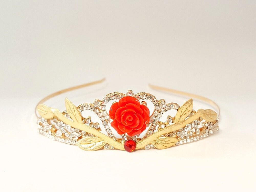 Red rose Women Tiaras for Girls Birthday Party Princess Crown Hair Acces… Amazon.com: Handmade Red Crystal Princess Crown Tiara for  main image 3