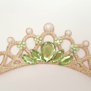 Princess Tiana Headband, Princess Tiana Elastic Headband, Princess And The Frog Tiara ,Green & Gold Crown, Princess Tiana Crown Tiara