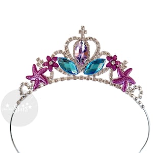 Corona de sirena para niñas, diadema de sirenita ideal para cumpleaños, accesorio para fotos de sirena, color morado y verde azulado, ideal para niños y adultos. Only Crown Style 3