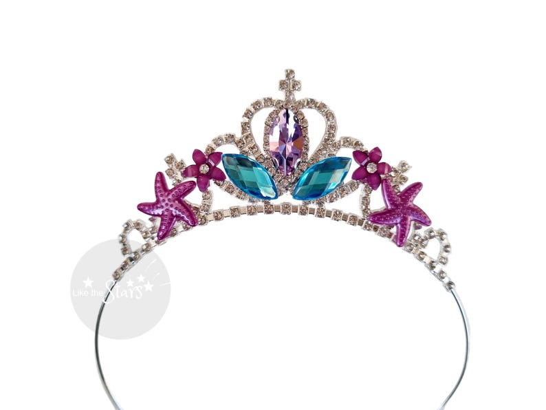 Corona de sirena para niñas, diadema de sirenita ideal para cumpleaños, accesorio para fotos de sirena, color morado y verde azulado, ideal para niños y adultos. Only Crown Style 3