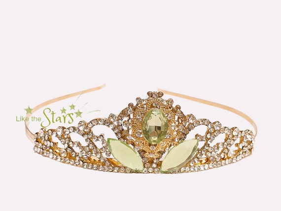 Disney Princess Tiana Gold Tiara Hair Comb Bird Charm Amazon.com: FRTTVM Princess Tiana Tiaras and Necklace for  main image 2
